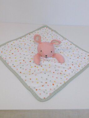 George Bunny Rabbit Security Pink White Polka Dot Blanket Baby Lovey Nunu